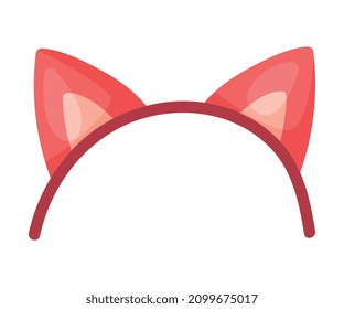 Hairband with Animal Ears as Party Birthday Photo Booth Prop Vector Illustration