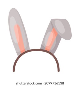 Hairband with Bunny Ears as Party Birthday Photo Booth Prop Vector Illustration