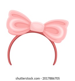 Hairband with Pink Bow as Party Birthday Photo Booth Prop Vector Illustration