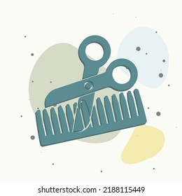 Hairbrash and scissors on multicolored background. Layers grouped for easy editing illustration. For your design.