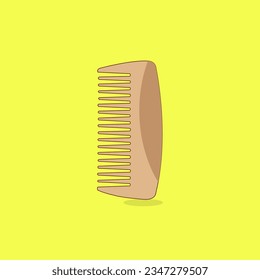 Hairbrush, comb isolated on yellow background, vector illustration