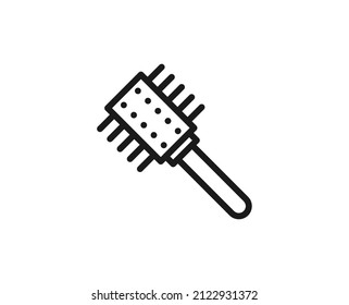 Haarbürste-Flachsymbol. Einzelnes, qualitativ hochwertiges Umrisssymbol für Webdesign oder mobile App. Grooming dünnen line Zeichen für Design-Logo, Visitenkarte usw. Outline-Piktogramm EPS10