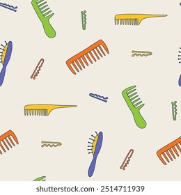 Hairbrush Hairpin Hair Vector Seamless Pattern illustration Design