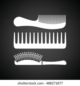 Hairbrush icon. Black background with white. Vector illustration.