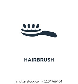 Hairbrush icon. Black filled vector illustration. Hairbrush symbol on white background. Can be used in web and mobile.