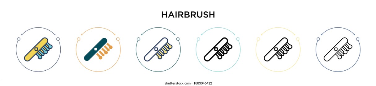 Hairbrush icon in filled, thin line, outline and stroke style. Vector illustration of two colored and black hairbrush vector icons designs can be used for mobile, ui, web