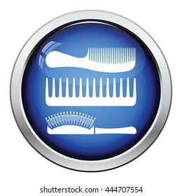 Hairbrush icon. Glossy button design. Vector illustration.