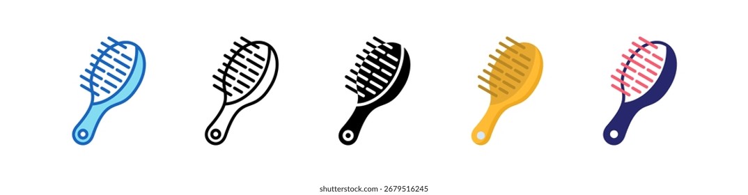 Icono de cepillo de pelo múltiple estilo conjunto de Colección.