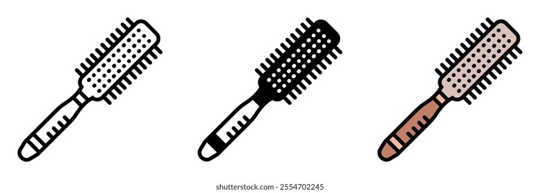 Hairbrush icon is a tool with bristles or teeth, used for detangling, styling, and smoothing hair for a neat, polished look.