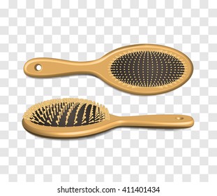 Hairbrush isolated on checkered background