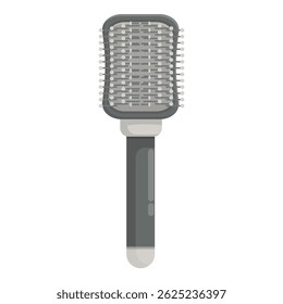 Hairbrush with plastic handle is standing on white background, simple vector illustration