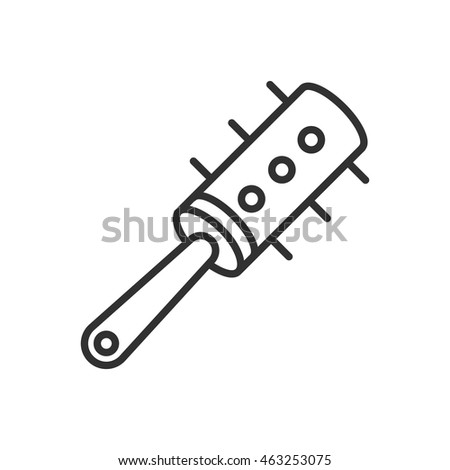 Hairbrush Round Linear Icon Thin Line Stock Vector Royalty Free