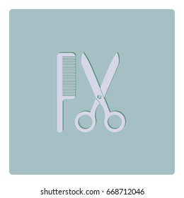 Hairbrush and scissors vector icon