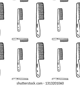 hairbrush seamless pattern isolated on white background