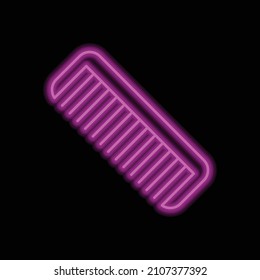 Hairbrush simple icon. Flat desing. Purple neon on black background.ai