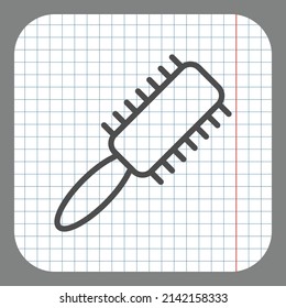 Haarbürste einfache Symbolvektorgrafik. Flaches Design. Auf Graphpapier. Grauer Hintergrund.ai