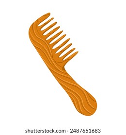 Hairbrush vector hand drawn illustration. Professional comb for hair styling. Wooden wide-tooth comb and styling brush. Hairdresser, stylist and beauty salon tool. Isolated item on white background.