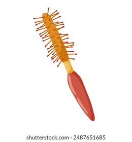 Hairbrush vector hand drawn illustration. Professional comb for hair styling. Curling and style vent brush. Hairdresser, stylist and beauty salon tool. Isolated item on white background.