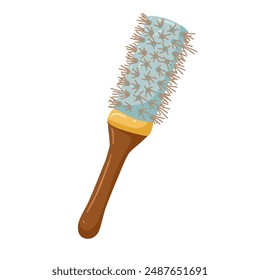 Hairbrush vector hand drawn illustration. Professional comb for hair styling. Curling and style vent brush. Hairdresser, stylist and beauty salon tool. Isolated item on white background.