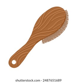 Hairbrush vector handdrawn illustration. Professional comb for hair styling. Wooden boar bristle brush and styling brush. Hairdresser, stylist and beauty salon tool. Isolated item on white background.