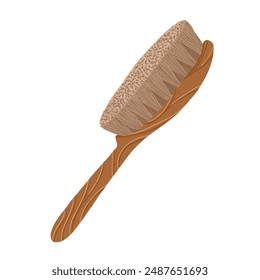 Hairbrush vector handdrawn illustration. Professional comb for hair styling. Wooden boar bristle brush and styling brush. Hairdresser, stylist and beauty salon tool. Isolated item on white background.