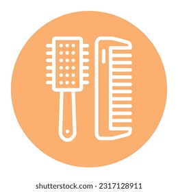 Hairbrushes color line icon. Hairdresser services. Barbershop.