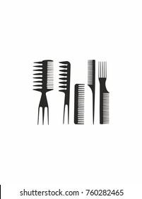 
Hairbrushes on a white background