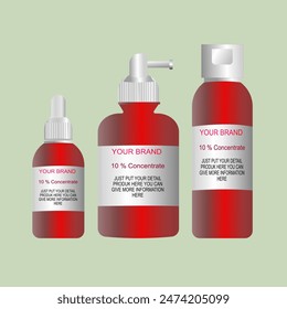 Haircare bottle tube vector for tonic, serum, liquid, retinol, aha, bha, sunscreen, syrup, beauty, laboratory, clinic, scincare