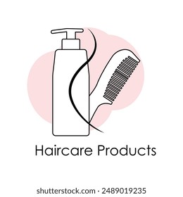 Haircare Products Icon: Shampoo, Conditioner, Care Routine, Health, Beauty Haircare.
