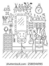 Haircut Barber Workshop Coloring Page For Kids And Adults