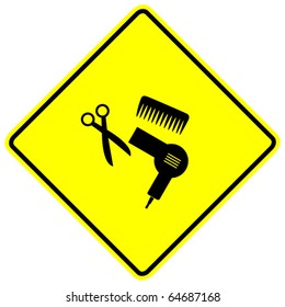 haircut or hair salon yellow sign