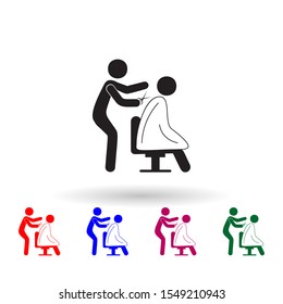 Haircut in the hairdresser's multi color icon. Simple glyph, flat vector of beauty salon icons for ui and ux, website or mobile application