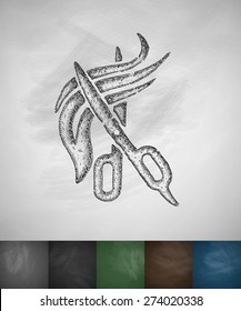 haircut icon. Hand drawn vector illustration. Chalkboard Design