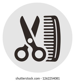 Haircut icon,  logo isolated, symbol, sign, 2D flat Style graphic design, Grayscale colour, Vector EPS10