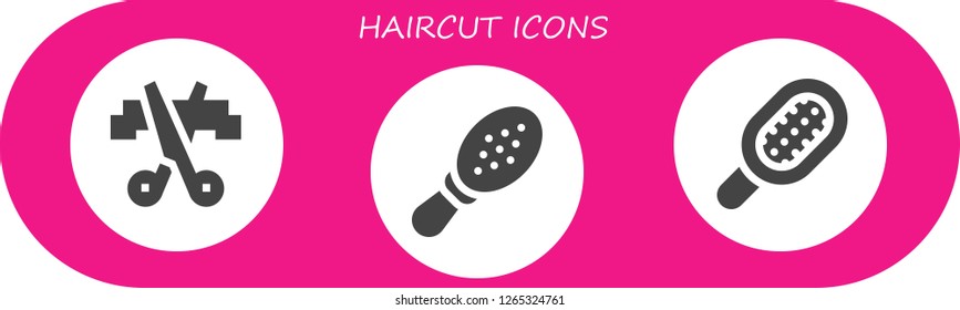  haircut icon set. 3 filled haircut icons. Simple modern icons about  - Scissors, Comb