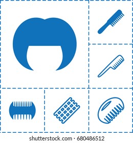 Haircut icon. set of 6 haircut filled and outline icons such as comb, woman hairstyle