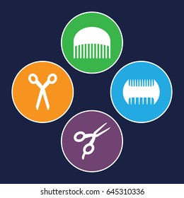 Haircut icons set. set of 4 haircut filled icons such as barber scissors
