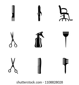 Haircut icons set. Simple set of 9 haircut vector icons for web isolated on white background