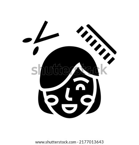 haircut kid glyph icon vector. haircut kid sign. isolated symbol illustration