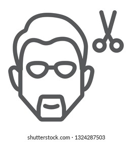 Haircut line icon, barber and hairstyle, barber sign, vector graphics, a linear pattern on a white background, eps 10.