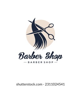 Haircut logo design with modern unique style idea