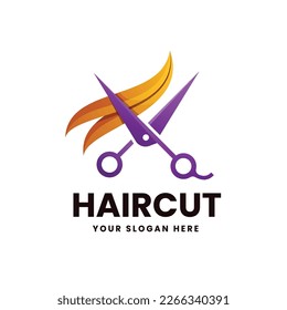 Haircut logo gradient vector icon template