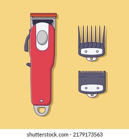 Haircut Machine Vector Icon Illustration with Outline for Design Element, Clip Art, Web, Landing page, Sticker, Banner. Flat Cartoon Style