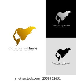 haircut salon logo with a beautiful woman icon, business logos