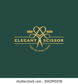 haircut salon logo design vector with scissor illustration element