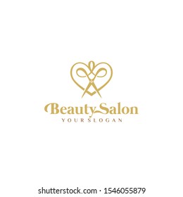 haircut salon logo with scissor vector illustration design.