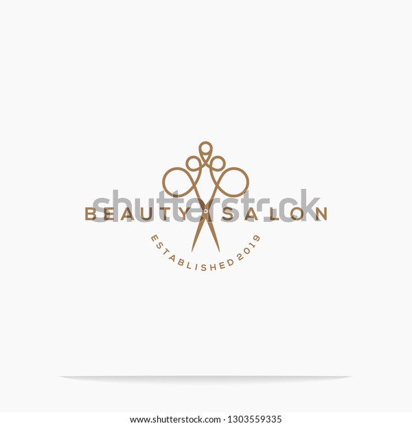 haircut salon logo with scissor vector\
illustration design.