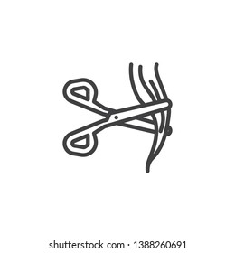 Haircut scissors line icon. linear style sign for mobile concept and web design. Scissors and Hair outline vector icon. Symbol, logo illustration. Pixel perfect vector graphics