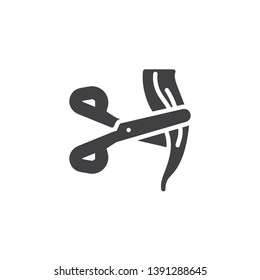 Haircut scissors vector icon. filled flat sign for mobile concept and web design. Scissors and Hair glyph icon. Symbol, logo illustration. Pixel perfect vector graphics
