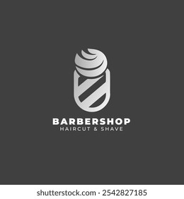 Haircut and shave logo design. Barbershop symbol with pole lamp